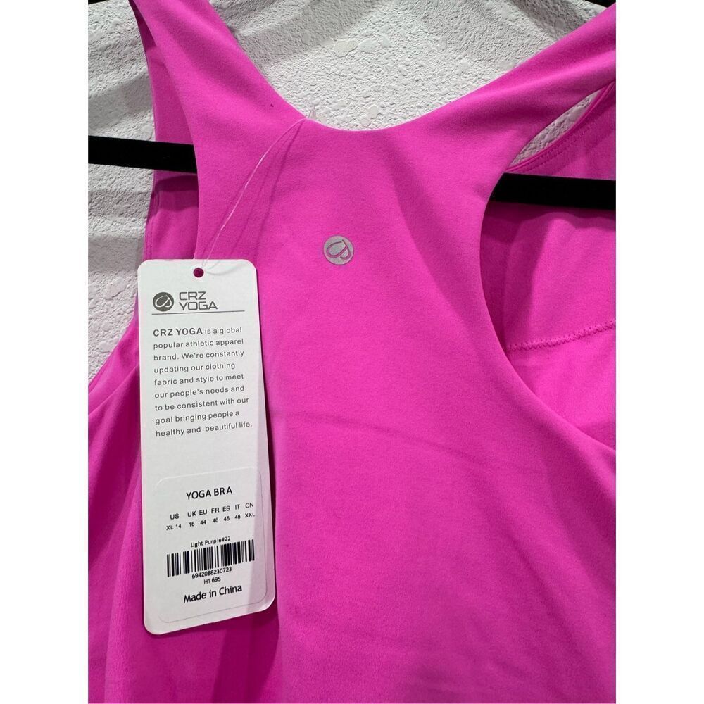 CRZ YOGA Butterluxe Racerback High Neck Longline‎ Sports Bras  pink size xl - Picture 5 of 8